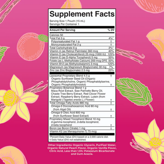 Multivitamínico Liposomal para Mujer 40+ , Vainilla Melocotón (14 pack de 0.5 fl oz/15 ml), Mary Ruth´s