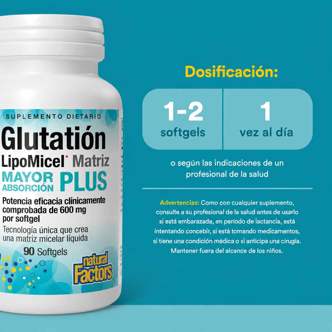 Matriz de Lipomicel de Glutatión 300 mg 90 sg, Natural Factors