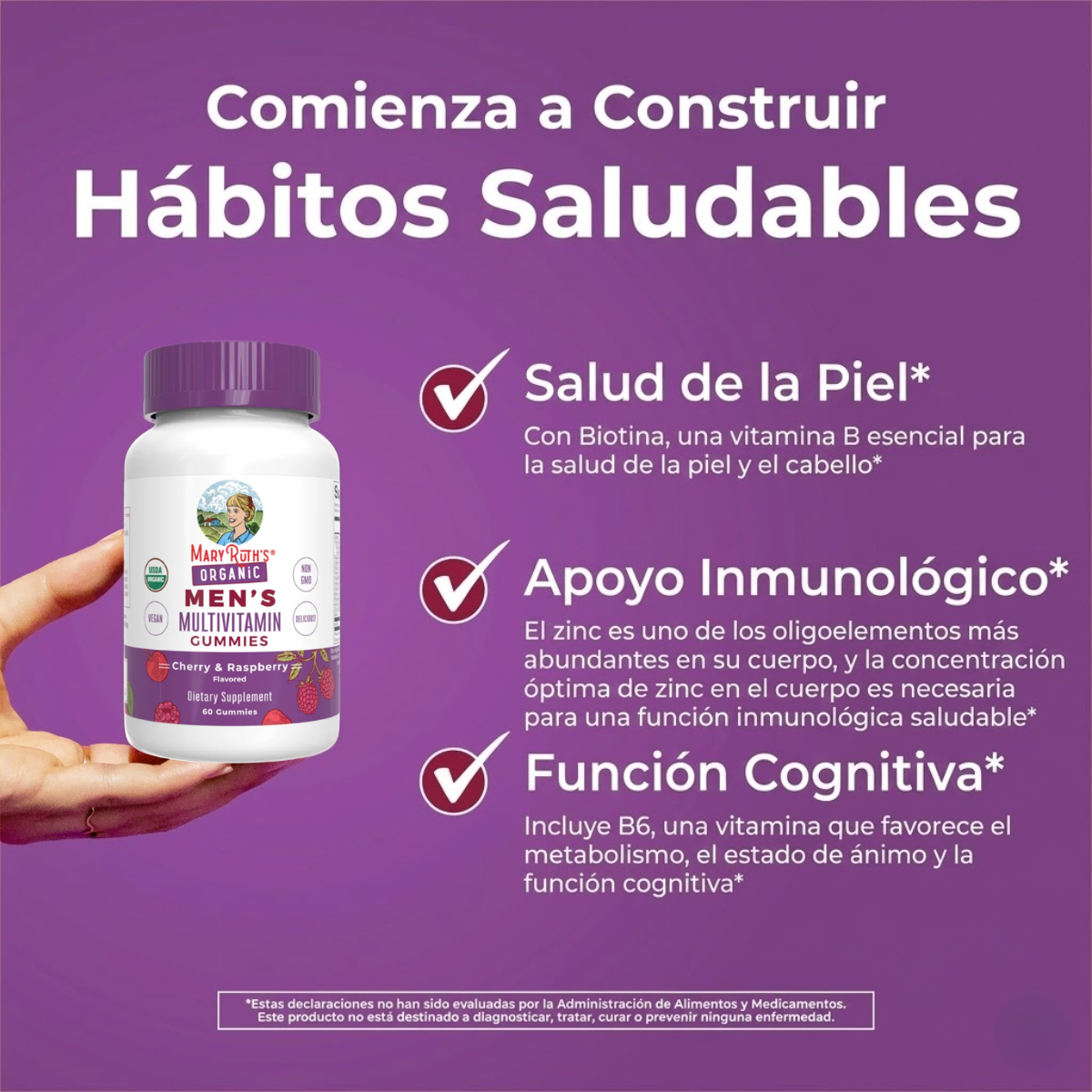 Multivitaminico orgánico para hombres (60gomitas) / Men's Multivitamin Gummies, Cherry & Raspberry, Org, (60ct)