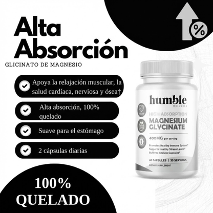 Glicinato de Magnesio de Alta Absorción 400mg(60 caps)/ High Absorption Magnesium Glycinate