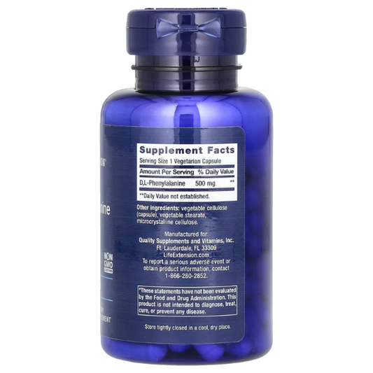 D,L-Fenilalanina 500 mg (100 veg caps), Life Extension