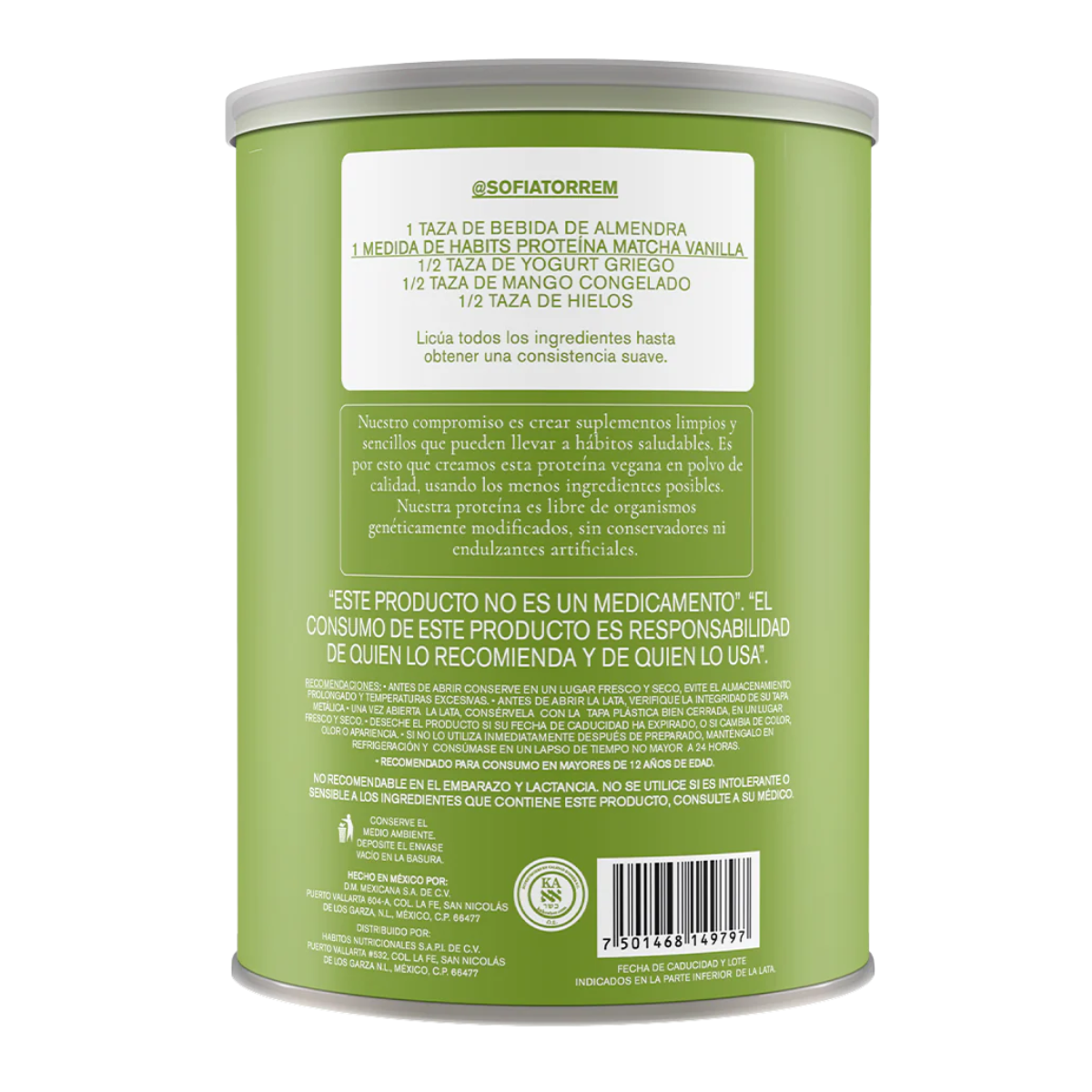 Proteina Probiotica sabor Matcha Vainilla (488 gr), Habits