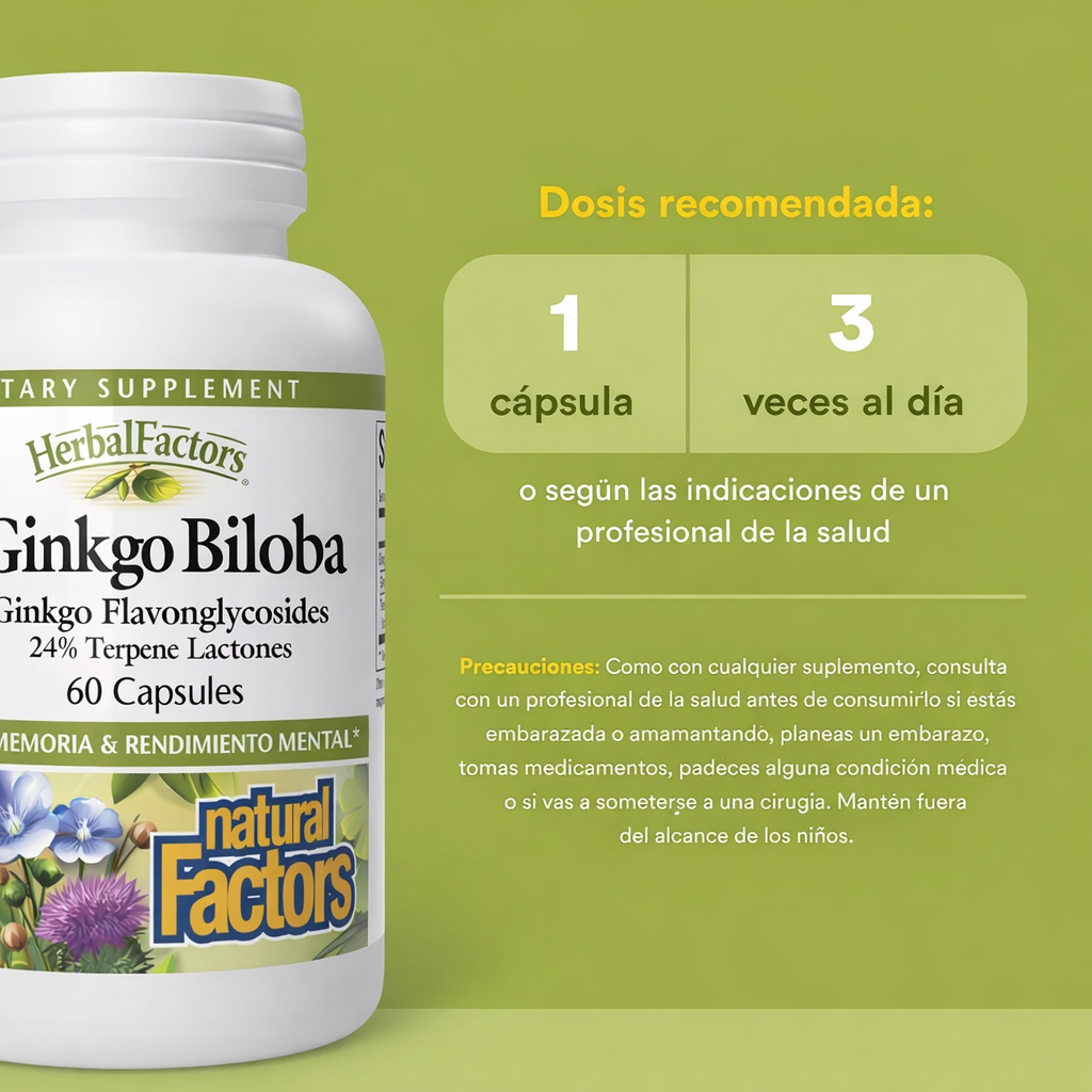 HerbalFactors® Ginkgo Biloba 60 mg 60 cap, Natural Factors
