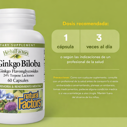 HerbalFactors® Ginkgo Biloba 60 mg 60 cap, Natural Factors