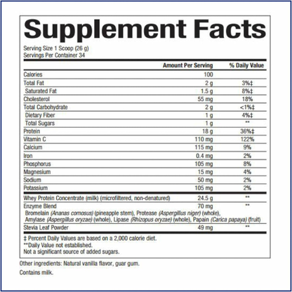 Whey Factors® Proteína en Polvo de Buey Alimentado con Pasto  – Vainilla Francesa 2 lb, Natural Factors