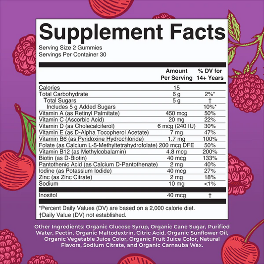 Multivitaminico orgánico para hombres (60gomitas) / Men's Multivitamin Gummies, Cherry & Raspberry, Org, (60ct)