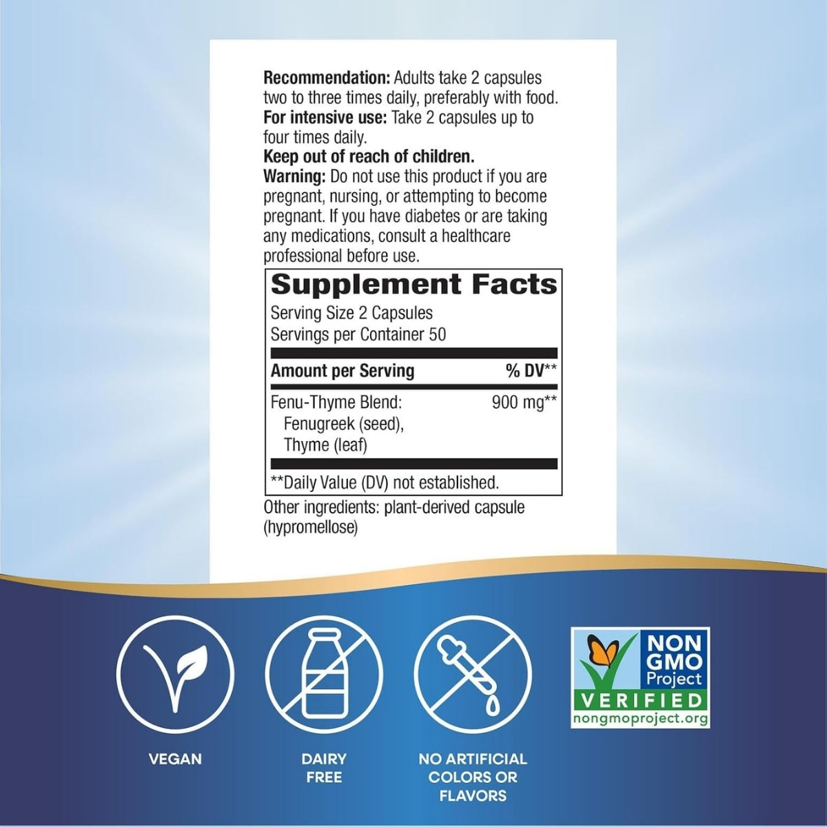Fenu-Thyme - Mezcla Premium - 900mg - 100 Cápsulas Veganas