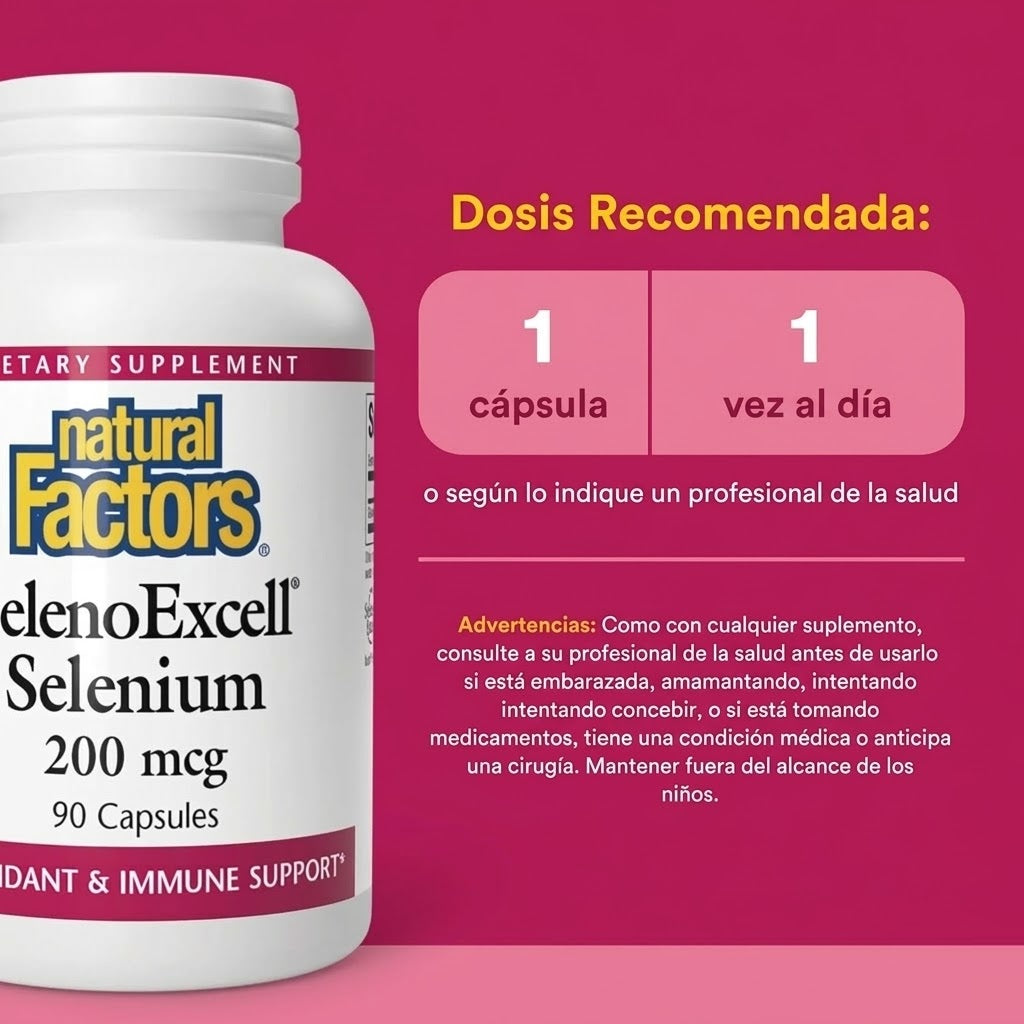 SelenoExcell® Selenio 200 mcg 90 cap, Natural Factors