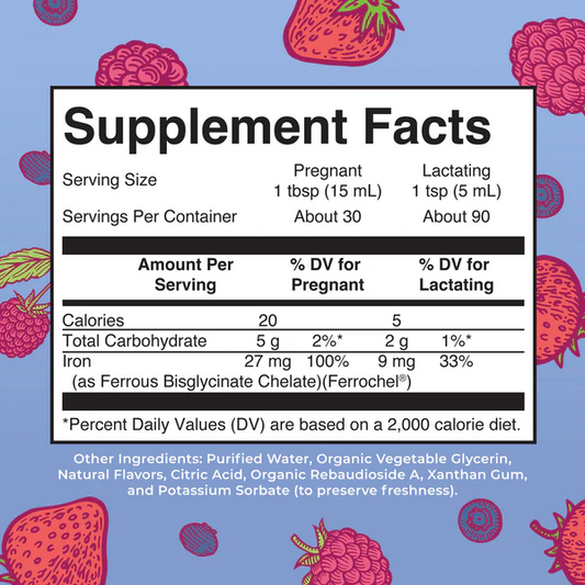 Hierro líquido prenatal y posnatal (473ml) / Prenatal Postnatal Iron Liquid, Berry (16oz)