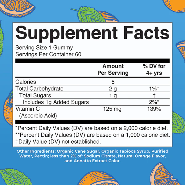 Vitamina C en gomitas (60 gomitas) / Vitamin C Gummies, Cherry Orange & Grape, (60t)