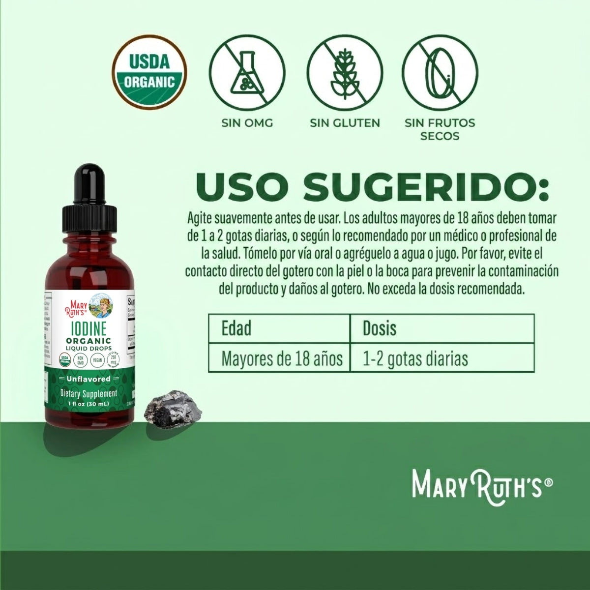 Gotas líquidas de yodo naciente (30ml) / Iodine Drops, Unflavored, Org, 1 oz