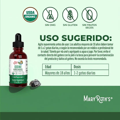 Gotas líquidas de yodo naciente (30ml) / Iodine Drops, Unflavored, Org, 1 oz