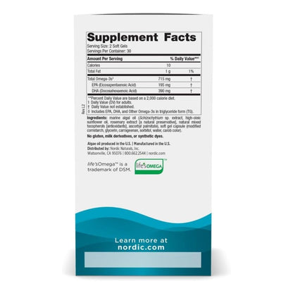 Algae Omega, 715 mg, 195mg EPA/390mg DHA (60 softgels)