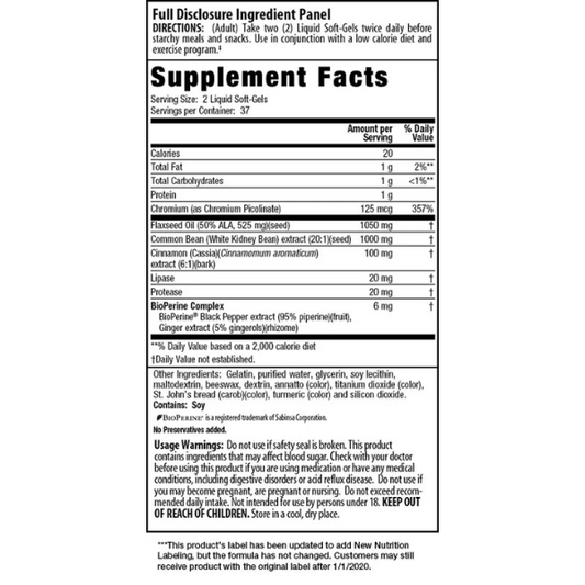 Bloqueador de Carbohidratos 3 en 1 de Maxima Potencia (75 softgels), Irwin Naturals