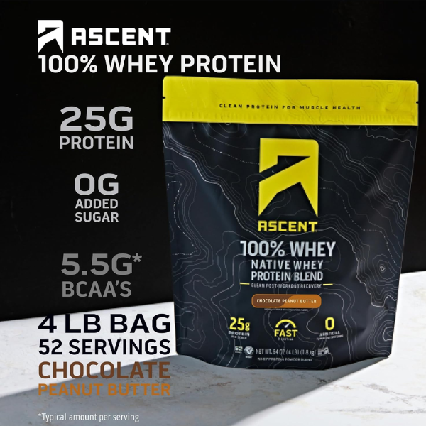 Proteina Sabor Chocolate y Crema de Cacahuate (4 lb / 1.8 kg), Ascent