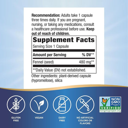 Hinojo - Semilla - 480mg - 100 Cápsulas Veganas