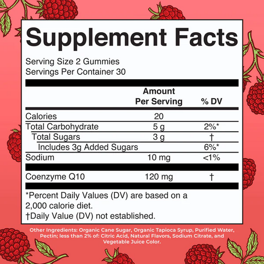 CoQ10 (Coenzima Q10) Gomitas/ CoQ10 Gummies, Raspberry, 60 ct