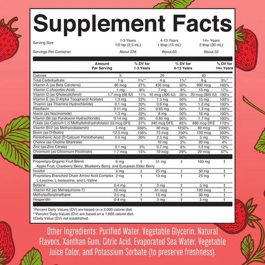 Multivitaminico Matutino Essentials+ Sabor Fresa (887 ml), Mary Ruth's