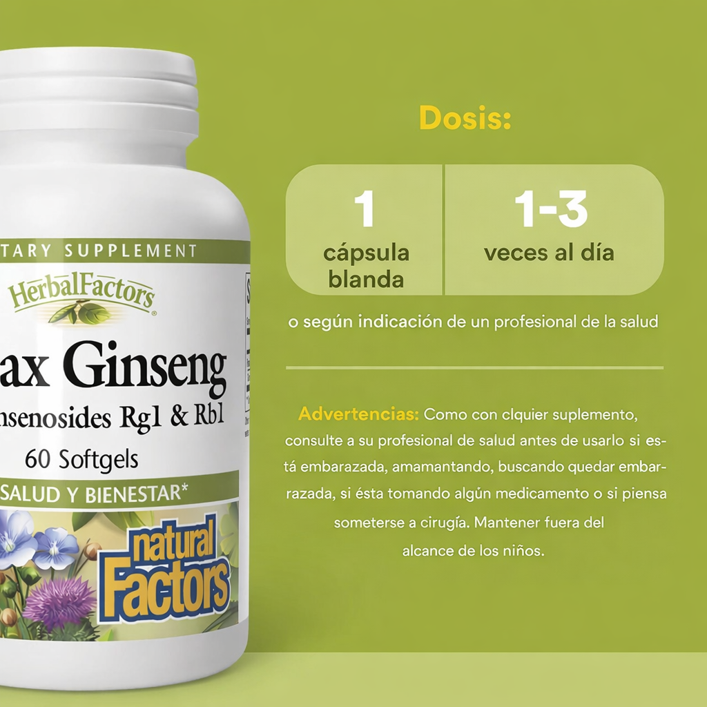 HerbalFactors® Panax Ginseng 60 sg, Natural Factors