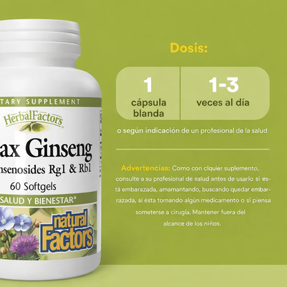 HerbalFactors® Panax Ginseng 60 sg, Natural Factors