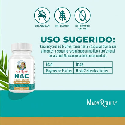 N-Acetil-Cisteína (NAC) 1000 mg (120 caps), Mary Ruth´s