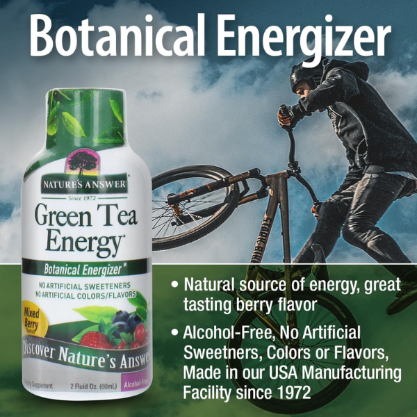 OFERTA 30% Shot Energetico de Te Verde (2 Oz / 60 ml), Nature's Answer