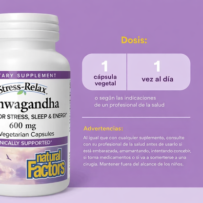 Stress-Relax® KSM-66 Ashwagandha® 600 mg 30 vcap, Natural Factors