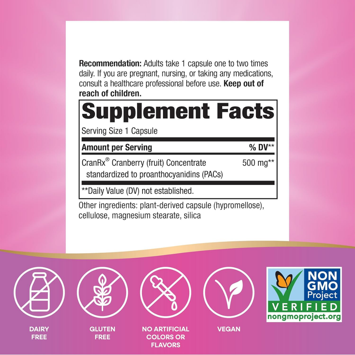 CranRx Arándano Rojo Bioactivo - Salud Urinaria - 500mg - 30 Cápsulas Vegetales