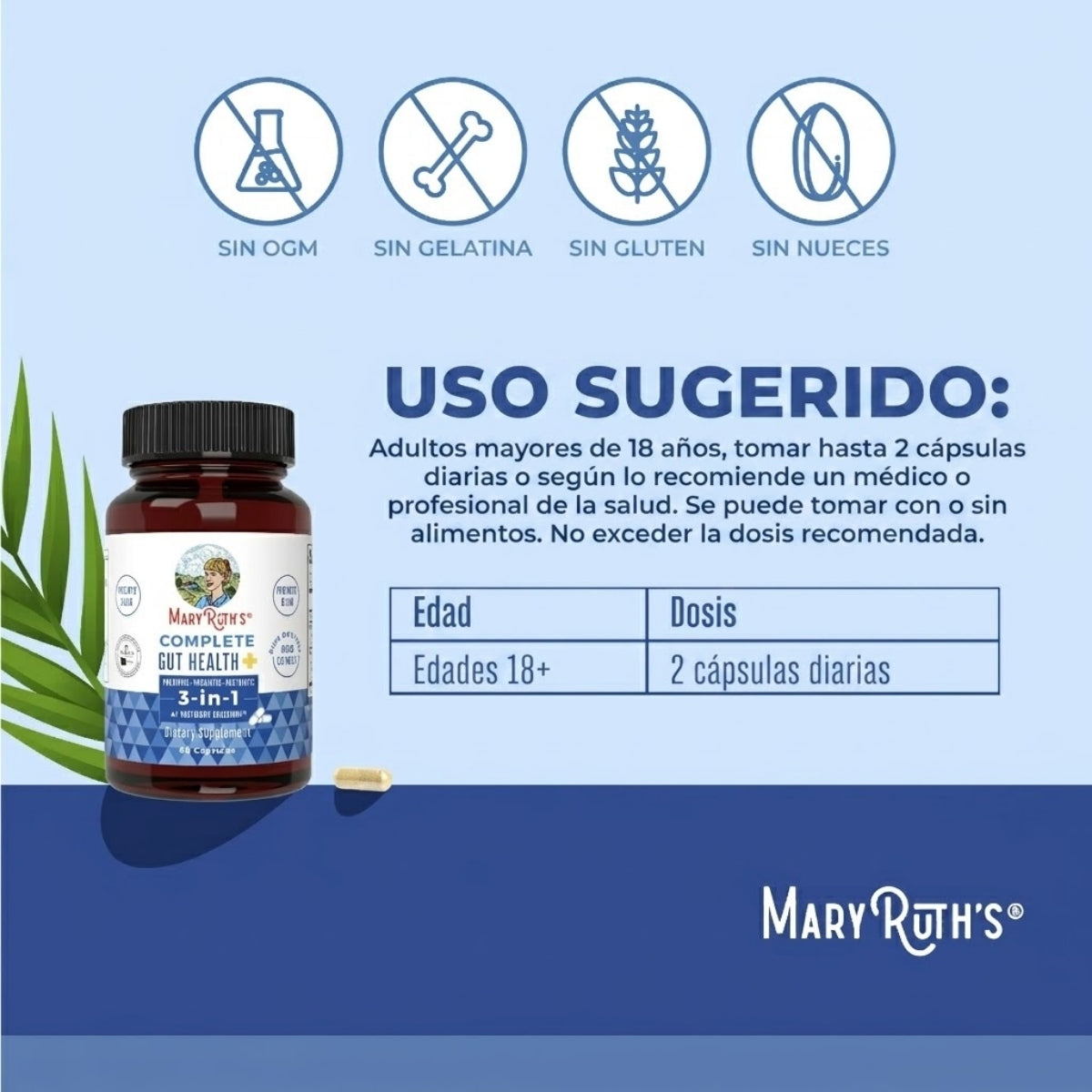 Salud Intestinal Completa+ (60 capsules), Mary Ruth´s