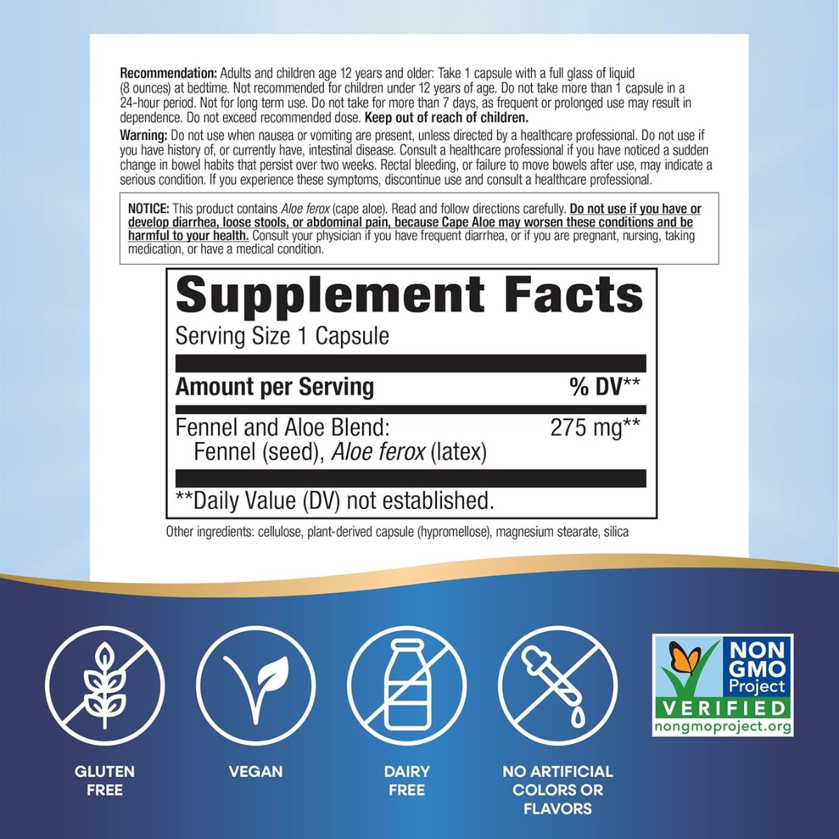 Aloe - Látex con Hinojo - 140mg - 100 Cápsulas Veganas