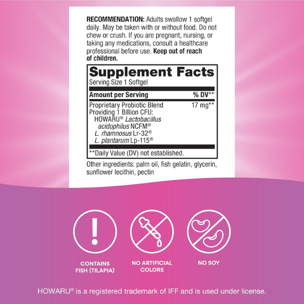 Probiótico Pearls® Women's - Salud Vaginal & Digestiva - Mil Millones de Cultivos - 30 Cápsulas Blandas