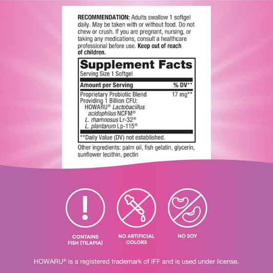Probiótico Pearls® Women's - Salud Vaginal & Digestiva - Mil Millones de Cultivos - 30 Cápsulas Blandas