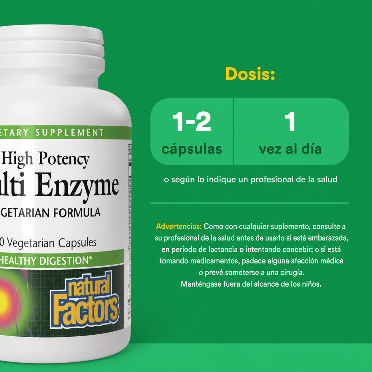 Multi Enzimas Vegetarianas de Alta Potencia 60 vcap, Natural Factors