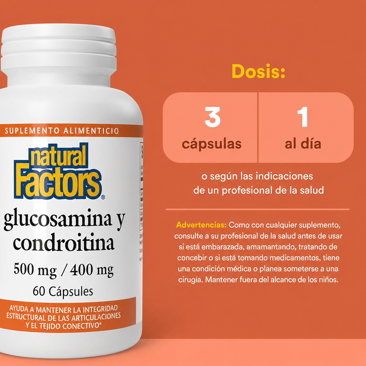 Glucosamina & Condroitina 500 mg & 400 mg 60 cap, Natural Factors