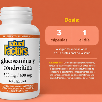 Glucosamina & Condroitina 500 mg & 400 mg 60 cap, Natural Factors
