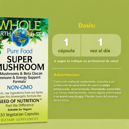 Whole Earth & Sea® Super Hongo 30 vcap, Natural Factors