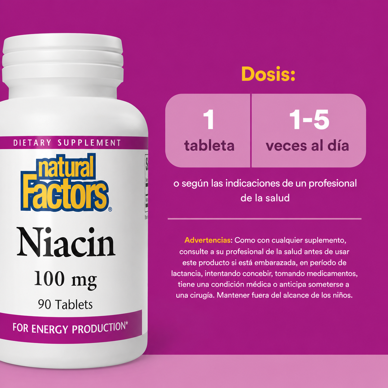 B3 Niacin 100 mg 90 tab, Natural Factors
