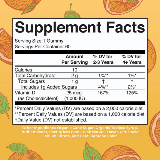 Vitamina D3 en gomitas / Vitamin D3 Gummies, Lemon Strawberry Orange, 60 ct