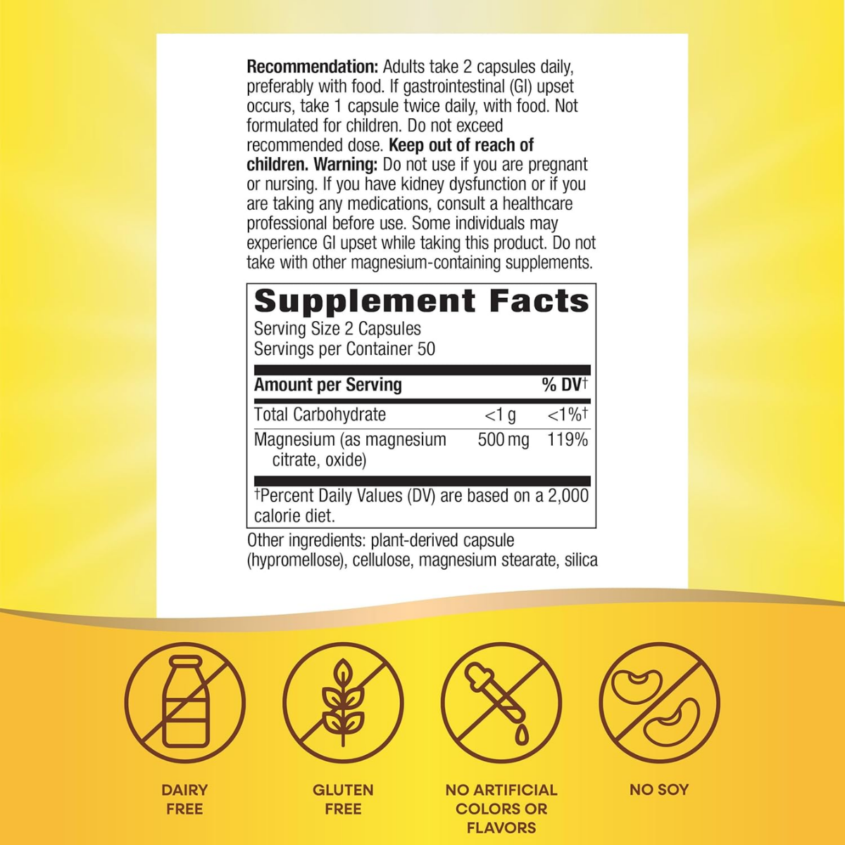 Complejo de Magnesio - 500mg - 100 Cápsulas
