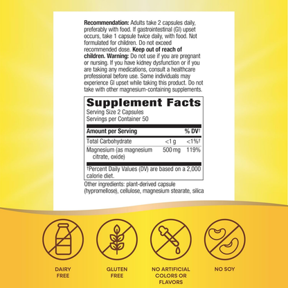 Complejo de Magnesio - 500mg - 100 Cápsulas