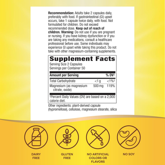 Complejo de Magnesio - 500mg - 100 Cápsulas