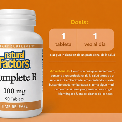 Completo B 100 mg Liberación de Tiempo 90 tab, Natural Factors