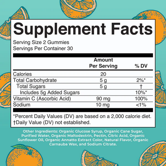 Vitamina C gomitas para niños orgánicos (60gomitas) / Kids Vitamin C Gummies, Orange, Org, (60ct)