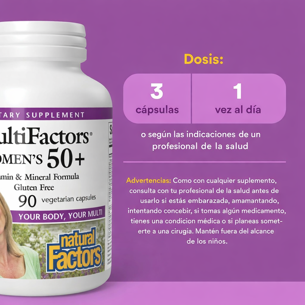 MultiFactors® Mujeres 50+ 90 vcap, Natural Factors