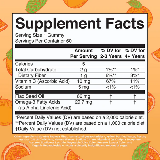 Gomitas veganas Omega-3 para niños (60gomitas) / Kids Omega 3 Gummies, Orange, 60 ct