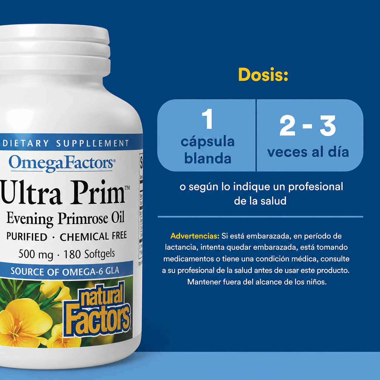 OmegaFactors® Ultra Prim™ EPO 500 mg / 50 mg GLA 180 sg, Natural Factors