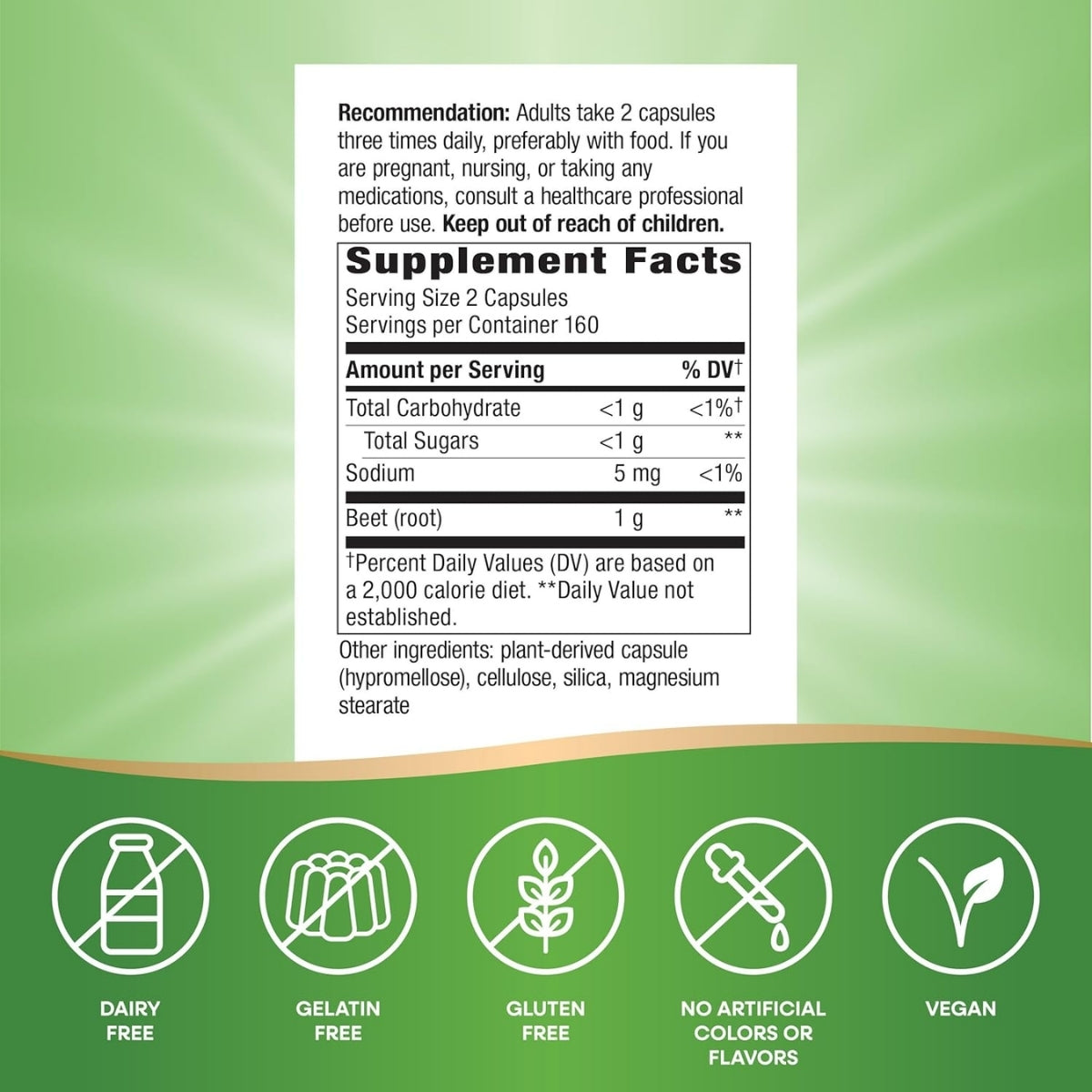 Betabel - Raíz - 1,000mg - 320 Cápsulas Veganas