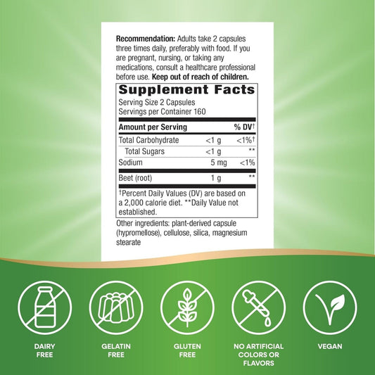 Betabel - Raíz - 1,000mg - 320 Cápsulas Veganas