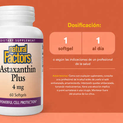 Astaxanthin Plus 4 mg 60 sg, Natural Factors