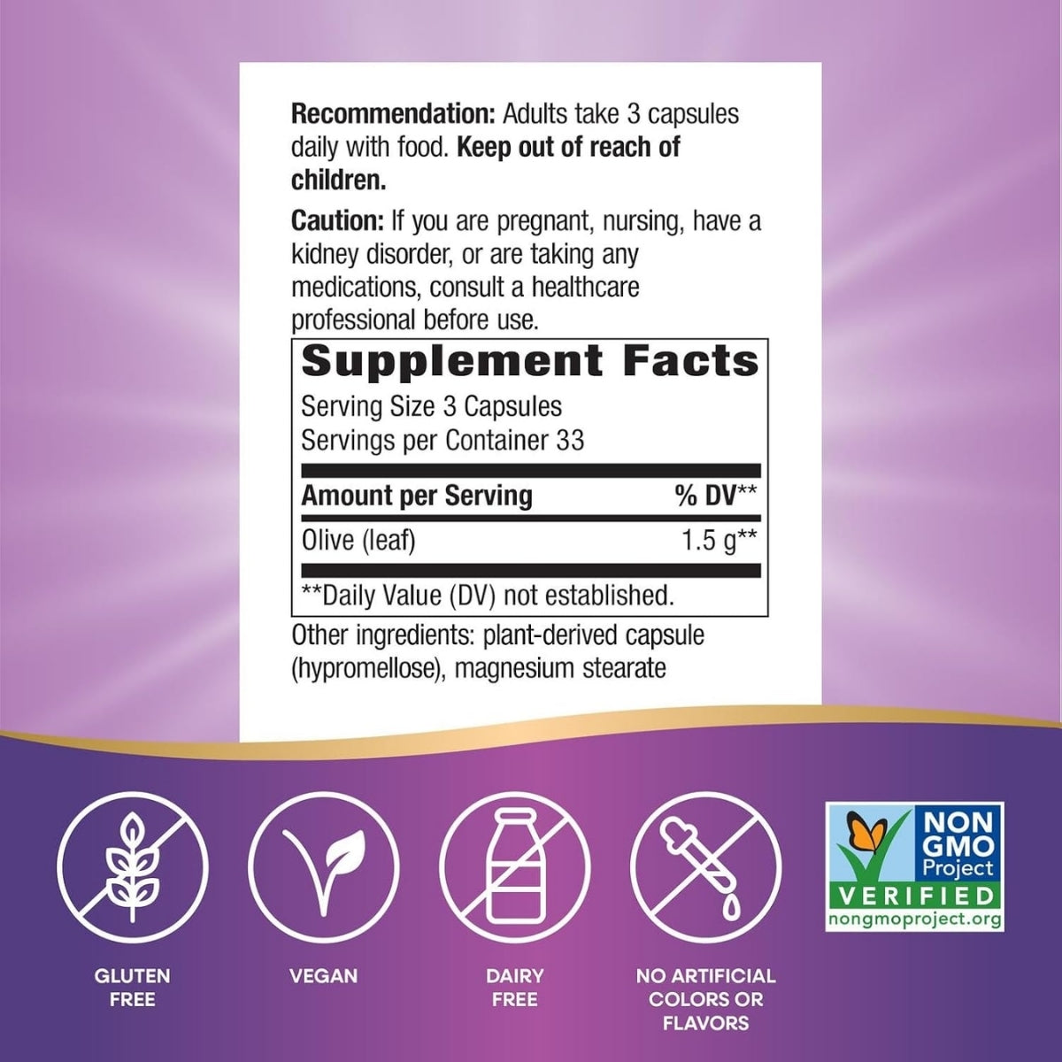 Olivo - Hoja - 1,500mg - 100 Cápsulas Veganas